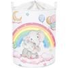 HUUMONSS Grande Cesta Porta Biancheria Bambini Animali Arcobaleno Pieghevole Cestini Portaoggetti Giocattoli Vestiti per Bagno Cameretta, Elefante, 63L