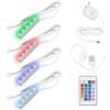 GBKDQQ Illuminazione per vetrine, set di 4 luci a LED per pavimento in vetro, con alimentatore di rete da 12 V con clip RGB, cambio colore remoto, illuminazione dei bordi in vetro per vetrine, tavolo e