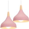 iDEGU 2 Pezzi Lampade a Sospensione Retrò 20CM LED Lampada a Soffitto in Legna Metallo Moderna Lampadario a Forma di Goccia Stile Scandinavo Plafoniera per Soggiorno Sala Da Pranzo Cameretta (Rosa)