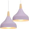 iDEGU 2 Pezzi Lampade a Sospensione Retrò 20CM LED Lampada a Soffitto in Legna Metallo Moderna Lampadario a Forma di Goccia Stile Scandinavo Plafoniera per Soggiorno Sala Da Pranzo Cameretta (Viola)