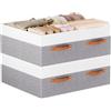 YheenLf 4 Pezzi Scatole Portaoggetti Armadio, 47×28×20cm, Grigio/Bianco | Scatola per Vestiti con Maniglie, Organizzatore Cassetti, Organizer Armadio, Contenitore per Camera da Letto