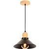 iDEGU Retro Lampada a sospensione di design industriale Lampada da soffitto in legno metallo E27 Lampadario a sospensione per camera da letto, soggiorno, sala da pranzo, cucina, caffè, ristorante (Ø