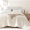 Smoofy Fluffy Twin Comforter Sets 2 Pieces - Cream White Fleece Fluffy Comforter Set, Luxury Fuzzy Twin Bedding Set, Soft Warm Comforter All Season, Heavy Faux Fur Comforter with Pillow Cases