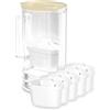Wessper Caraffa Filtrante vetro 2L, con indicatore LED, 5 filtro - Beige | caraffa vetro con filtro acqua potabile, senza BPA, brocca acqua filtrante carboni attivo
