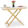Relaxdays Tavolino Pieghevole da Cucina, Salotto o Balcone, Tavolo da caffè, bambù e MDF, HLP 70x105x50, Bianco Naturale