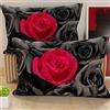 PETTI Artigiani Italiani - Coppia di Federe Cuscino 40x80 cm in Microfibra, Cuscini Arredo Camera da Letto, Divano, Salotto, Set 2 Fodere Copricuscino, Federa Black Roses, 100% Made in Italy