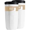 Wessper Tazze Riutilizzabile 400 ml, Bicchiere con Tappo per Bevande Calde e Fredde, da Asporto, si Inserisce nel Portabicchierip dell'auto, Sostituta dei Contenitori Monouso - 2 pezzi - Bianco