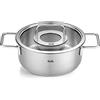 Fissler Pure Collection - Pentola per arrosto in acciaio inox (diametro 20 cm, 2,4 L) con coperchio in metallo, scala graduata interna, compatibile induzione