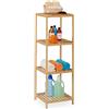 Relaxdays Scaffale da Bagno, in bambù, HLP: 116,5 x 38 x 39,5 cm, 4 Ripiani, Mobile da Terra da Cucina, Marrone Naturale