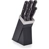 KitchenCraft Set di 5 Coltelli da Cucina e Ceppo Porta Coltelli in Acciaio Inossidabile, 15 cm x 8 cm x 29,5 cm - Nero