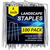BURBOHUG Confezione da 100 picchetti da giardino zincati da 10,2 cm, 12 gauge, picchetti antiruggine per barriera contro erbacce, tubi di irrigazione, prato da cortile, tessuto paesaggistico
