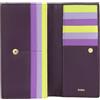 DUDU Portafoglio Donna Pelle RFID Design Colorato Lungo con Portamonete Zip 18 Porta Carte e Chiusura a Bottone Deep purple