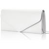 Larcenciel Pochette Bianca, Borsa Bianca Donna de Sera in Pelle Pu con Catena Rimovibile, Elegante Borse a Mano Clutch a Busta, Borse a Tracolla Minimalista per Matrimoni, Feste, Prom, 22x12x5CM
