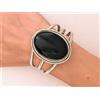 Bracciale A Manetta In Argento Sterling 925 Artigianale Con Onice Nero