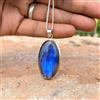 Splendido Pietra Labradorite 925 Argento Sterling, Fatto a Mano Ciondolo