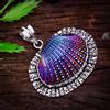 Ciondolo Fatto A Mano In Argento Sterling 925 Con Gemma A Conchiglia Arcobaleno