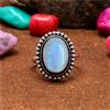Belli Pietra Lunare Arcobaleno Gemma 925 Argento Sterling Fatto a Mano Anello