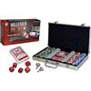 MGM GAMES-Valigetta con 300 Fiches da Poker-Multicolore-140300-Gioco Metallo-da 2 a 6 Giocatori-Carte da Gioco-Giochi da Tavolo-11,5Gr-38 cm x 23 cm, Colore No, 140300