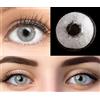 GLAMLENS Lenti a contatto colorate grigio Pisa Gray - con porta lenti a contatto -grigie naturali in silicone idrogel - 2 pezzi - DIA 14.2 - senza correzione 0.00 diottrie lente a contatto
