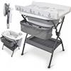 Twinly Bubbly Fasciatoio Neonato con Termometro Integrato - Vaschetta Bagnetto Pieghevole 2 in 1 - Accessori Neonato Utili 0-3 Mesi - Materassino Impermeabile (grigio)