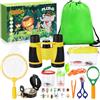 MUOIVG Set di Giocattoli da Esploratore Esterno, binocolo per Bambini 27 Pezzi Set da Esploratore per Bambini avventuriero,Giocattoli da Regalo incl pinzette, Bussola, Fischio, Lente d'Ingrandimento