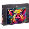 Ulmer Puzzleschmiede - Puzzle da 1000 pezzi in pasticcio colorato - Puzzle con animali dal maiale colorato - Una divertente esperienza di colori puzzle con qualità Made in Germany