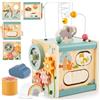 LINFUN KIDS Cubo di attività in Legno per Bambini,Multiattivita Giochi Cubi con Labirinto di Perline Gioco Montessori Educativi Regali per Ragazzi e Ragazze 12M+ 2 3 Anno