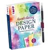TOPP Handlettering Design Paper World of Watercolor A6 mit Brush Pen: 75 Motivpapiere (DIN A6, 220 g/m²), in 25 Designs, 16 Seiten Handlettering-Grundkurs, Softcover, schwarzer Brushpen