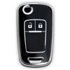 RUXYAXFOL 2 Pezzi，Copertura per chiave TPU compatibile con Op-el Vauxhall Adam, Astra, Corsa, Meriva, Mokka, Movano, Zafira Tourer, Buick, Chev-rolet Trax - Cover a 2 pulsanti，nero-argento