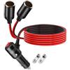 MISYNLON Splitter Accendisigari Auto, 12V 2 Spina Accendisigari Adattatore Cavo di Prolunga Spina con Interruttore On/Off, Auto Veicolo 2 Vie Y Adattatore con Doppia Porta Caricabatterie 15A Fuse