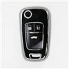 RUXYAXFOL 2 Pezzi,Custodia per Chiave Auto in TPU compatibile con O-pel Vauxhall Insignia/Mokka/Adam/Antara/Cascada/Zafira/Movano/Corsa - Custodia a 3 Pulsanti，nero-argento