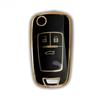RUXYAXFOL 2 Pezzi,Custodia per Chiave Auto in TPU compatibile con O-pel Vauxhall Insignia/Mokka/Adam/Antara/Cascada/Zafira/Movano/Corsa - Custodia a 3 Pulsanti，nero-oro