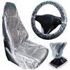 VBGURR Confezione da 10 coprisedili usa e getta in plastica trasparente per auto, resistenti, impermeabili, antipolvere, anti-sporco, con 10 coprivolanti e 10 coperture per leva del cambio, universali