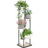 Ribelli Supporto per piante a 5 ripiani, 106 cm, scala per fiori, in legno e metallo, decorazione per balcone, giardino, soggiorno, ufficio, colore legno