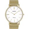 Oozoo Orologio vintage con cinturino in metallo milanese 44 mm bianco/oro C9908, Oozoo Vintage - C9908 - Unisex - Bracciale in acciaio inossidabile - Oro/Bianco, Bracciale