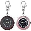 JewelryWe Orologio da Tasca con Moschettone Portachiavi Orologio Analogico al Quarzo Luminoso Orologio al Quarzo per Medici Infermieri Paramedici Chef Rosso Rosa