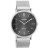 Oozoo Orologio vintage da donna in acciaio inox milanese a maglia grossa 36 mm, argento/grigio argento C9938, Grigio argento, 36 mm, Bracciale