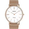 Oozoo Orologio vintage con cinturino in metallo milanese 44 mm rosa/bianco/rosa C9916, oro rosa-bianco, Bracciale