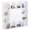 Relaxdays Scaffale Componibilie in Plastica, 16 Scomparti, con Ante Sistema a Incastro, 127 x 127 x 31,5 cm, Bianco
