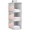 XiXiRan Organizer per Armadio Pensile, XiXiRan Portattuto da Appendere con 3 Scomparti, con 9 Tasche Laterali a Rete, Tessuto Oxford, Pieghevole, Organizzatore Armadio da 30*22.5*60cm (Grigio a Tre Strati)