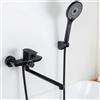 SHANFO Rubinetto Vasca da Bagno, Miscelatore Vasca da Bagno con Doccetta, Rubinetto Doccia Bocca Lunga 30CM, Nero, 8Y3OK