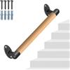Insaga Corrimano in legno, 41 cm, ringhiera per scale da parete, corrimano rotondo da 3,3 cm, maniglia antiscivolo per interni ed esterni, impugnatura di sicurezza senza barriere, con accessori per