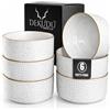 DEKUDÙ Set Piatti Moderni Piatti Fondi Ceramica Gres di Qualità - Realizzata a mano - 6 pezzi ∅ 15 cm - Elevata durezza - Lavabile in lavastoviglie e Adatto microonde - Stile moderno - Bianco