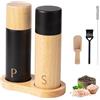 Foyucool Set Macina Sale e Pepe in Legno, 2 Macina Pepe Manuale, Granulosità Regolabile, Rotore in Ceramica, con Vassoio e Pennello per la Pulizia, per Lilla, Pepe, Sale, 7 Pollici, (Legno Nero)
