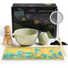 Haiane Set Matcha - 7 Pezzi Kit Cerimonia Completo con Frusta Matcha in Bambù Cucchiaio, Colino, Ciotola, Strofinaccio, Portacucchiaio e Supporto per Frusta - per Regalo Del Compleanno e Natale