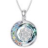 enjoylifecreative Collana da donna con 7 chakra, in argento Sterling 925, tripla luna, dea, loto, hamsa, ciondolo a mano, chakra, spirituale, idea regalo per donne e ragazze, 20.5mm, Argento sterling