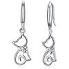 Belons Orecchini da donna in argento Sterling 925 con zirconia cubica a forma di gatto, pendenti a forma di gattino, argento/oro champagne