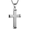 HZMAN Collana da uomo in acciaio inox con ciondolo a forma di croce con preghiera del Signore, Acciaio inossidabile, non, Argento