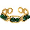 Purelei Anello Green Harmony con perle di pietra verdi, anello regolabile in acciaio inox, impermeabile, moderno anello statement misura 50-56, oro, argento o oro rosa, Personalizzabile, Acciaio