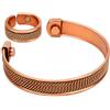 Touchstone Bracciale magnetico in rame forgiato a mano in stile tibetano solido e di alto calibro, bracciale in rame minimalista e anello abbinato., 17.02 centimeters, Rame e ottone, Non è una pietra
